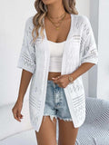 Openwork Open Front Half Sleeve Cardigan - Trendsi - Flyclothing LLC