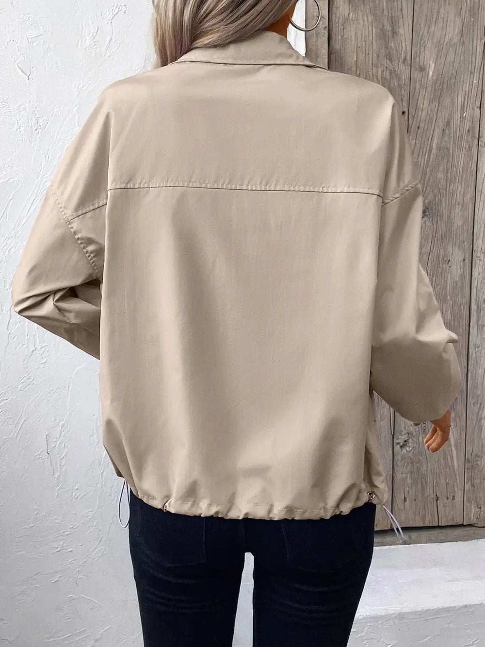 Pocketed Zip Up Long Sleeve Jacket - Trendsi - Flyclothing LLC