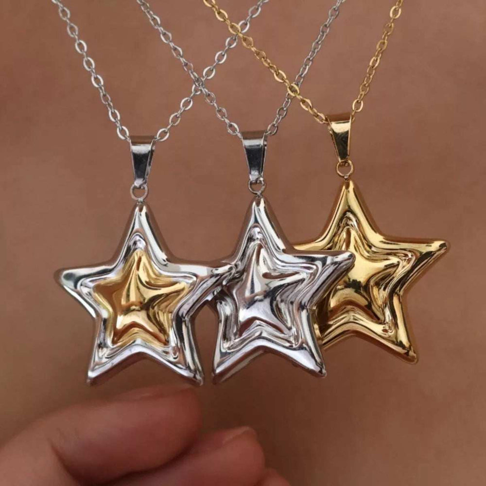 Stainless Steel Zircon Star Necklace - Trendsi - Flyclothing LLC