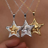 Stainless Steel Zircon Star Necklace - Trendsi - Flyclothing LLC
