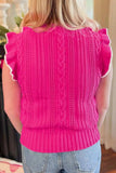 Ruffled Cable-Knit Sweater Vest - Trendsi - Flyclothing LLC