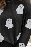 Glitter Ghost Round Neck Long Sleeve Top and Shorts Set - Trendsi - Flyclothing LLC