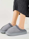 Faux Fur Suede Platform Slippers - Trendsi - Flyclothing LLC