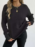 Textured Knit Relaxed Fit Round Neck Sweater - Trendsi - Flyclothing LLC