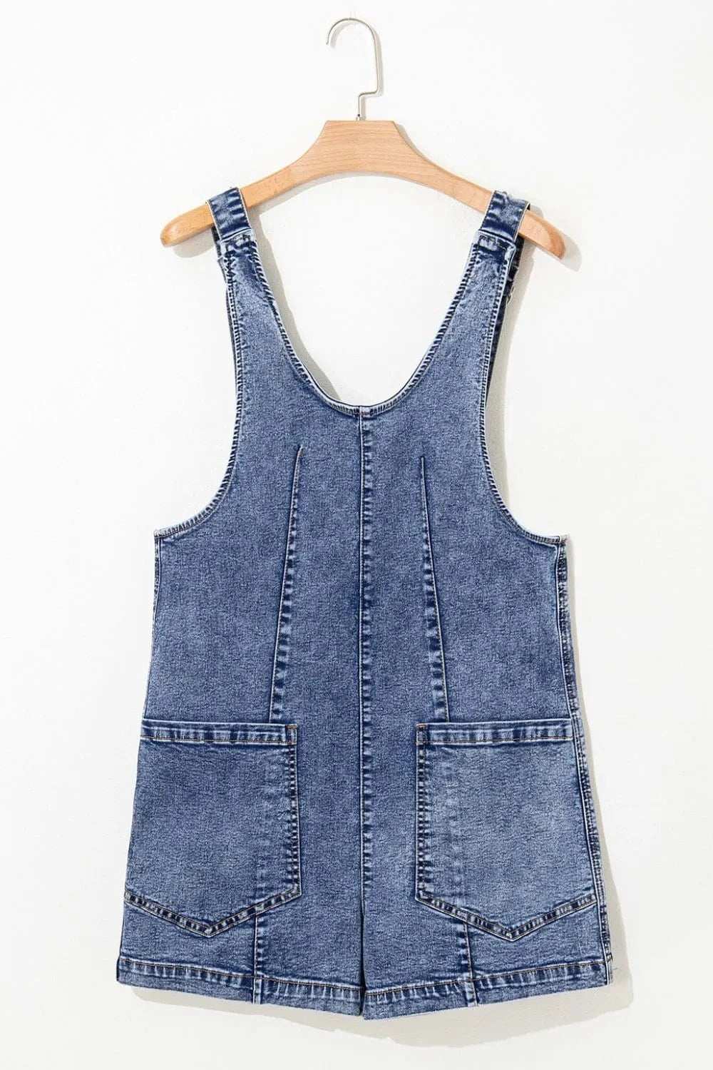 U Neck Patched Pocket Denim Overalls - Trendsi - Flyclothing LLC