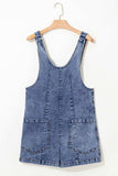U Neck Patched Pocket Denim Overalls - Trendsi - Flyclothing LLC