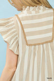 Umgee Stripe Ruffle Sleeve Tiered Midi Dress - Trendsi - Flyclothing LLC