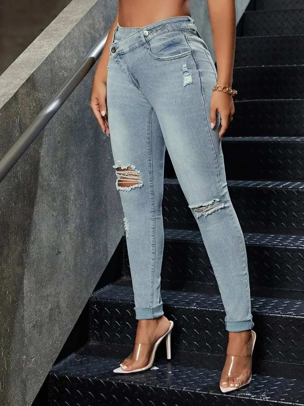 Distressed Skinny Jeans - Trendsi - Flyclothing LLC