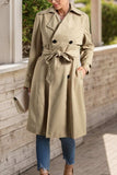 Collared Neck Tie Waist Buttoned Long Sleeve Trench Coat - Trendsi - Flyclothing LLC