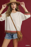 Umgee Scalloped Hem Color Block Top - Trendsi - Flyclothing LLC