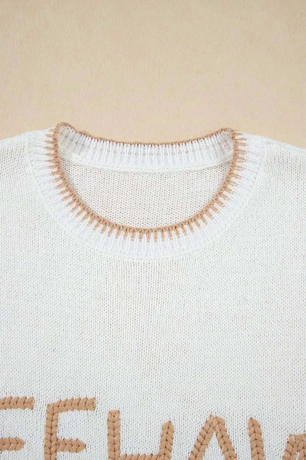 YEEHAW Stitch Edge Crew Neck Knit Top - Trendsi - Flyclothing LLC