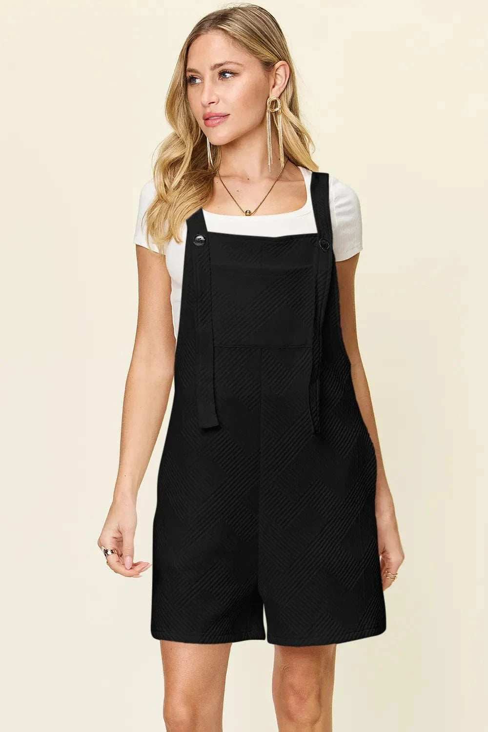 Double Take Full Size Texture Sleeveless Romper - Trendsi - Flyclothing LLC