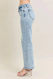 Judy Blue Full Size High Waist Stone Wash Straight Jeans Plus Size - Trendsi - Flyclothing LLC