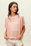 BiBi Braid Striped Short Sleeve Round Neck T-Shirt - Trendsi - Flyclothing LLC