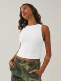 Round Neck Cropped Tank - Trendsi - Flyclothing LLC