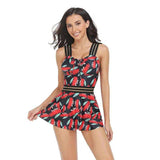 Ruched Printed Sweetheart Neck Two-Piece Swim Set - Trendsi - Flyclothing LLC