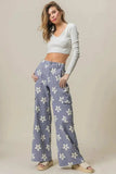 BiBi Flower Printed Side Pocket Wide Pants - Trendsi - Flyclothing LLC