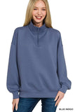 Zenana Scuba Quarter-Zip Sweatshirt - Trendsi - Flyclothing LLC