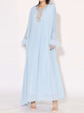 Rhinestone Long Sleeve Maxi Dress - Trendsi - Flyclothing LLC