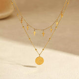 18K Gold-Plated Cross Double Layered Pendant Necklace - Trendsi - Flyclothing LLC