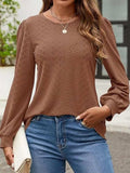 Eyelet Round Neck Long Sleeve Top - Trendsi - Flyclothing LLC