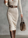 Full Size Ribbed Knit Turtleneck Sweater Dress Plus Size - Trendsi - Flyclothing LLC