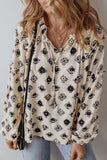 Printed Tie Neck Long Sleeve Blouse - Trendsi - Flyclothing LLC