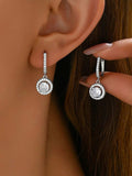 Stainless Steel Zircon Drop Earrings - Trendsi - Flyclothing LLC