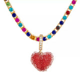 Colorful Resin Heart Necklace - Trendsi - Flyclothing LLC