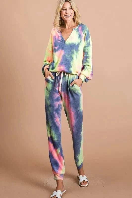 BiBi Tie Dye French Terry Casual Pants - Trendsi - Flyclothing LLC