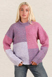 VERY J Color Block Mock Neck Drop Shoulder Sweater - Trendsi - Flyclothing LLC