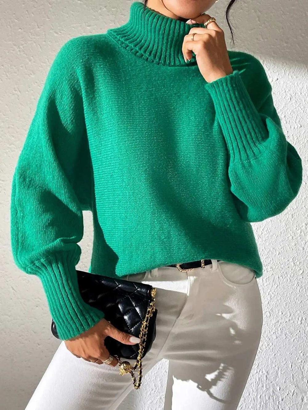 Turtleneck Long Sleeve Sweater - Trendsi - Flyclothing LLC