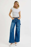 RISEN Full Size High Rise Wide Leg Patch Detailed Jeans Plus Size - Trendsi - Flyclothing LLC