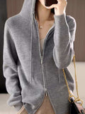 Drawstring Zip Up Long Sleeve Hooded Sweater - Trendsi - Flyclothing LLC