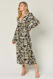 Double Take Full Size Tie Back Flounce Sleeve Dress - Trendsi - Flyclothing LLC