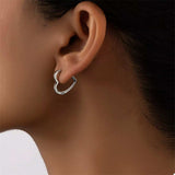 Alloy Heart Shape Hoop Earrings - Trendsi - Flyclothing LLC