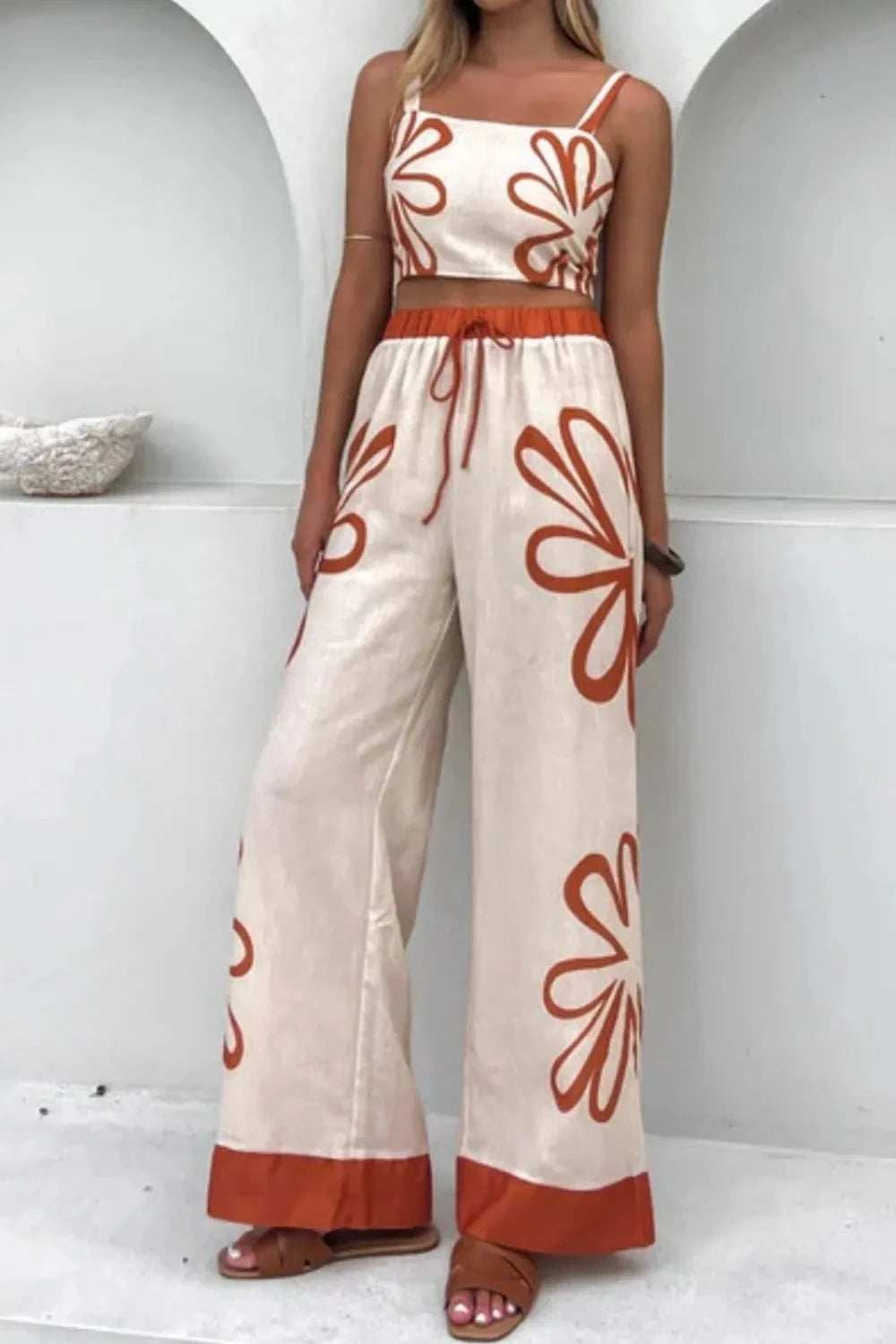 Smocked Square Neck Cami and Pants Set - Trendsi - Flyclothing LLC