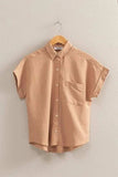 HYFVE Button Down Collared Neck Short Sleeve Shirt - Trendsi - Flyclothing LLC