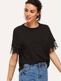 Round Neck Short Sleeve Top - Trendsi - Flyclothing LLC
