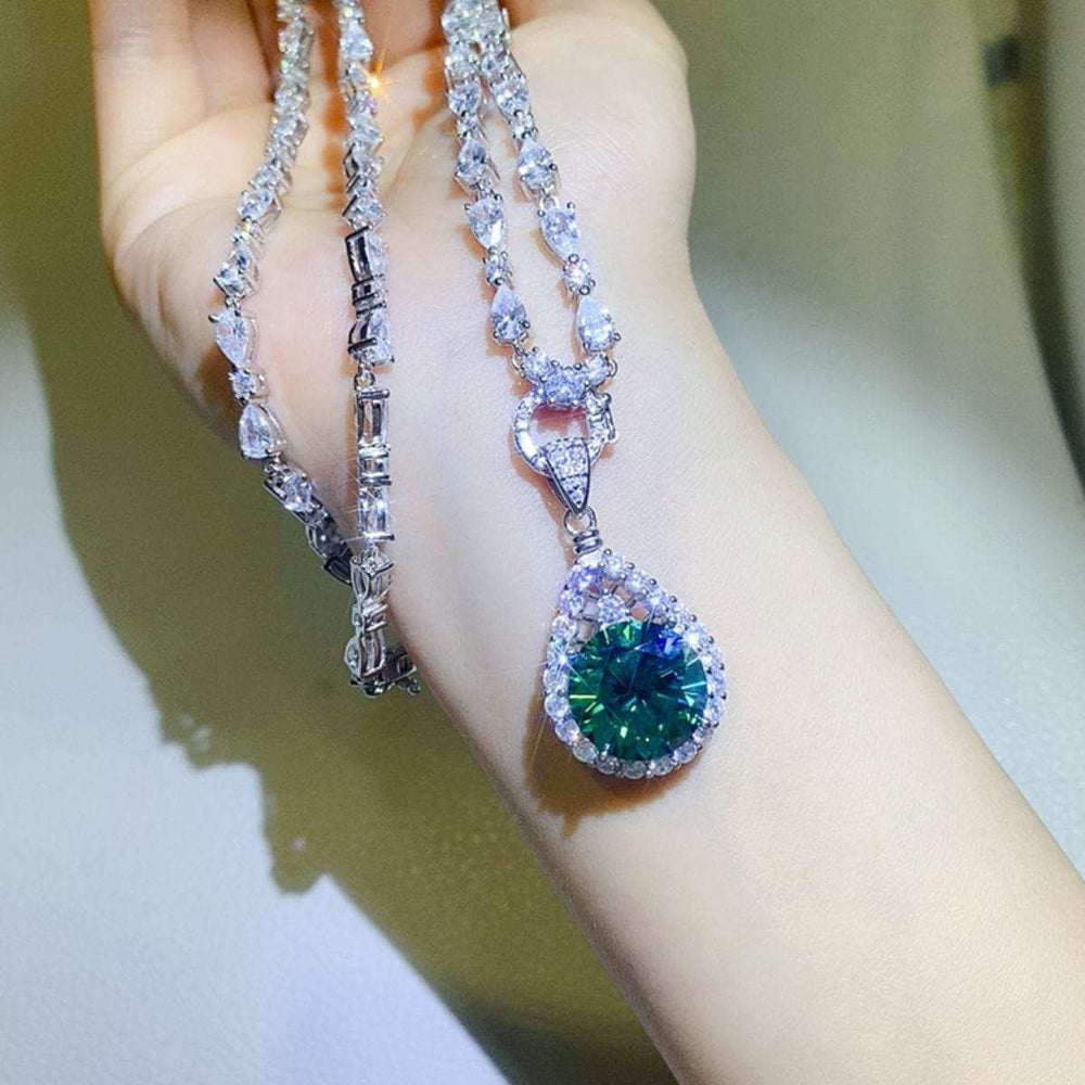 10 Carat Moissanite 925 Sterling Silver Teardrop Shape Necklace - Trendsi - Flyclothing LLC