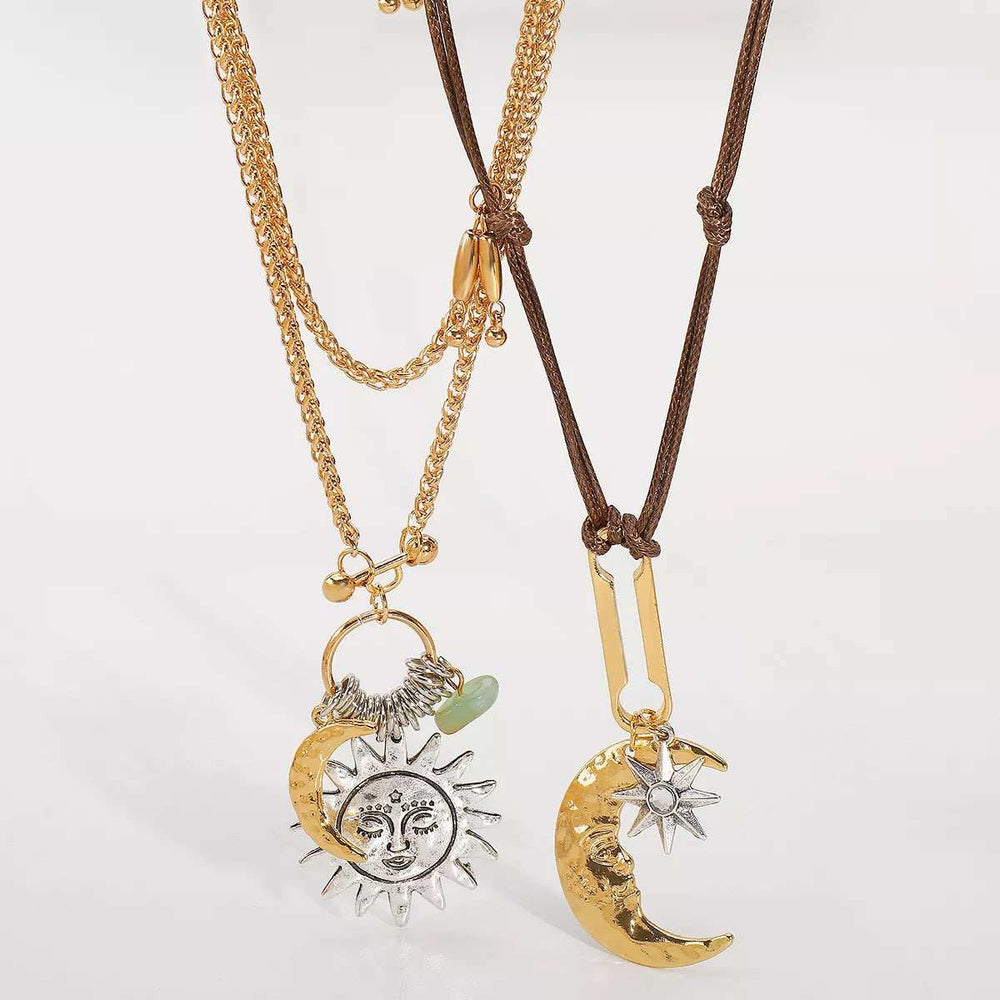 Moon & Sun Pendant Necklace - Trendsi - Flyclothing LLC