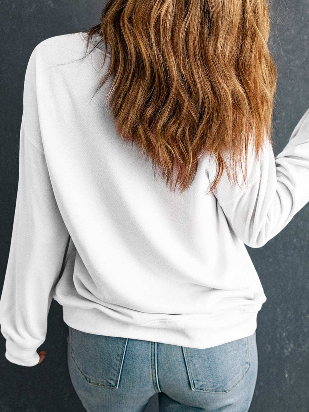 I'M BACK Round Neck Dropped Shoulder Sweatshirt - Trendsi - Flyclothing LLC