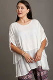 Umgee Full Size Cuffed Half Sleeve Layered Top Plus Size - Trendsi - Flyclothing LLC