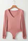 V-Neck Long Sleeve Bodysuit - Trendsi - Flyclothing LLC