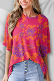 Printed Round Neck Half Sleeve T-Shirt - Trendsi - Flyclothing LLC
