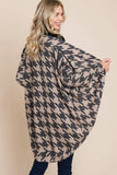 BOMBOM Houndstooth Open Front Cocoon Knit Cardigan - Trendsi - Flyclothing LLC