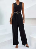 Sleeveless V-Neck Wide Leg Jumpsuit - Trendsi - Flyclothing LLC