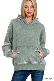 Zenana Fleece Acid Wash Kangaroo Pocket Hoodie - Trendsi - Flyclothing LLC