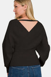 Zenana Cross Wrap Rib Long Sleeve Sweater - Trendsi - Flyclothing LLC