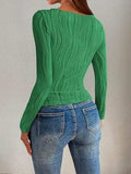 Textured Round Neck Long Sleeve Top - Trendsi - Flyclothing LLC